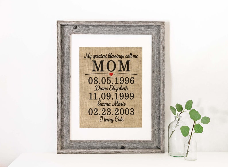 Personalized Mothers Day Gift For Mom From Daughter Framed Burlap Print Rustic Home Decor Mom Gift Mother Day Gift Mother Daughter Gift image 2