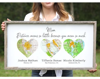 Personalized Mother Day Gift for Mom from Daughter Wood Heart Map Long Distance Mother Daughter Gift Mom Birthday Gift Long Distance Family