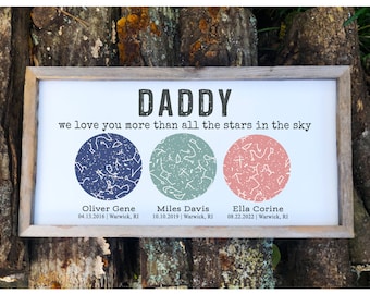 Custom Star Map Farmhouse Wood Sign Fathers Day Gift from Daughter Gift for Dad Gift Night Sky Constellation Map Birthday Gift Dad Sign