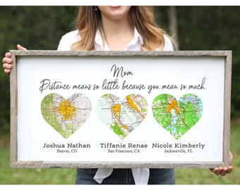 Long Distance Family Personalized Mother Day Gift for Mom from Daughter Wood Heart Map Long Distance Mother Daughter Gift Mom Birthday Gift