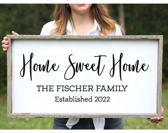 Wedding Gift for Couple Home Sweet Home Farmhouse Wood Sign Family Name Signs Custom Name Sign Established Signs Personalized Name Sign