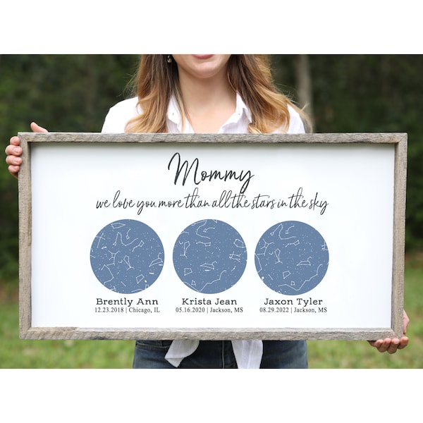 Star Map Names And Birthdays Constellation Art Personalized Gift Mothers Day Gift For Mom From Daughter Wood Sign Mother Daughter Gift