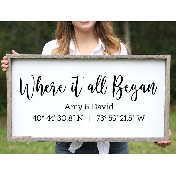 Where It All Began Sign Custom Coordinates Sign Latitude Longitude Sign GPS Sign 5 Year Anniversary Gift  5th Anniversary Gift Wood Gift