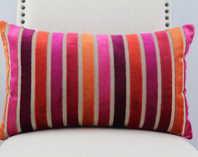 Designer Striped Velvet,12x20,14x20,pillow Cover,throw Pillow