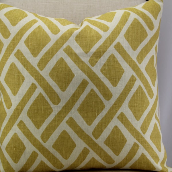 Kravet Treads sunflower Designer  Linen ,16x16.18x18,19x19.20x20, Pillow Cover,Throw pillow,Decorative Pillow,same fabric on both sides