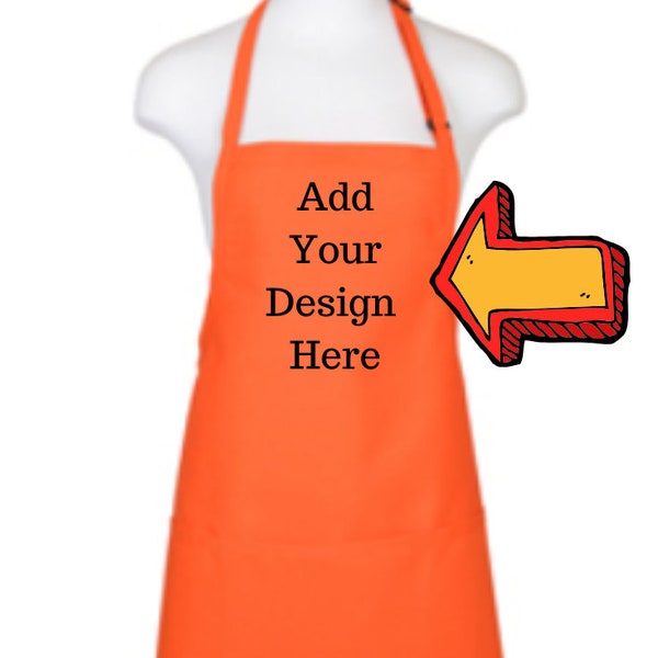 Orange 3 Pocket Embroidered Bib Apron for Women