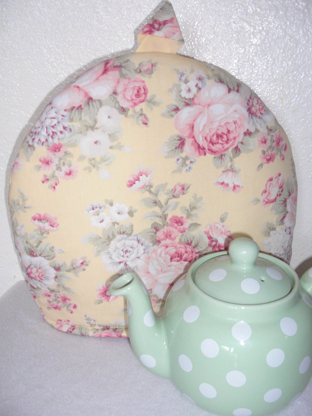 Yellow Floral Print Teapot Cozy Insulated With Insulbright and Warm