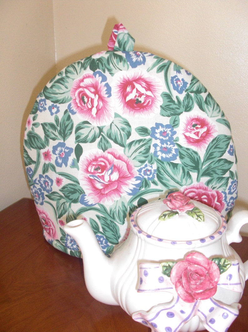 Teapot Cosy Teapot Cover Roses and Flowers on a Cream Etsy