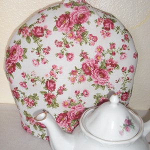 Roses Floral Print Teapot Cozy Insulated with InsulBright and Warm Fleece - Keeps Tea HOT - Double Insulation-Tea Party Cozy