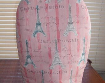 French Coffee Press Cozy Insulated with InsulBright and Warm Fleece- Peach and Teal Paris Print Cottage Chic