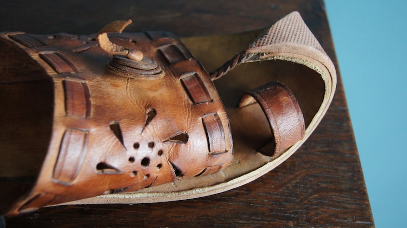 Vintage Handmade leather slippers EU size 43