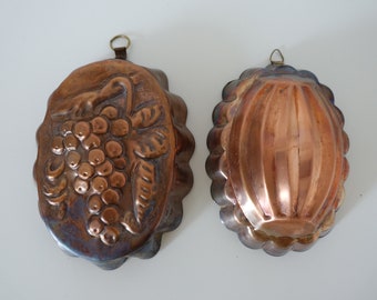 Ensemble de 2 moules en cuivre antique français
