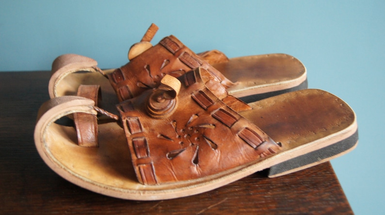 Vintage Handmade leather slippers EU size 43
