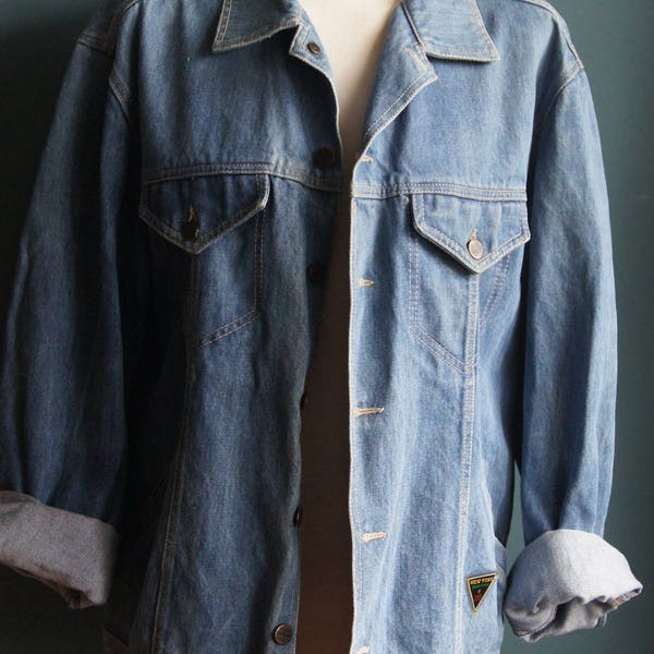 Mens Denim Jeans Jacket Medium New York