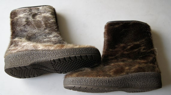 Vintage real fur boots Apres Ski moon boots