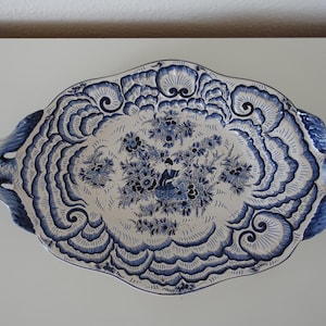 Antique Hand painted Delft Platter Signed Duijn Huge center piece 62cm 24.4inches