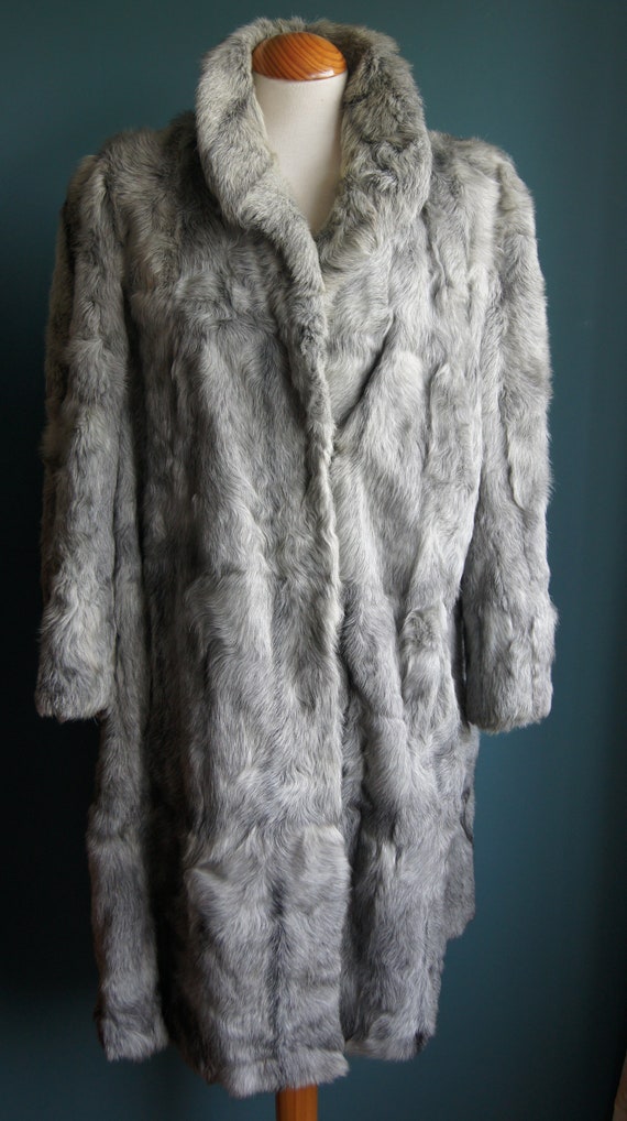 Real fur coat Grey Curly Lamb Size L