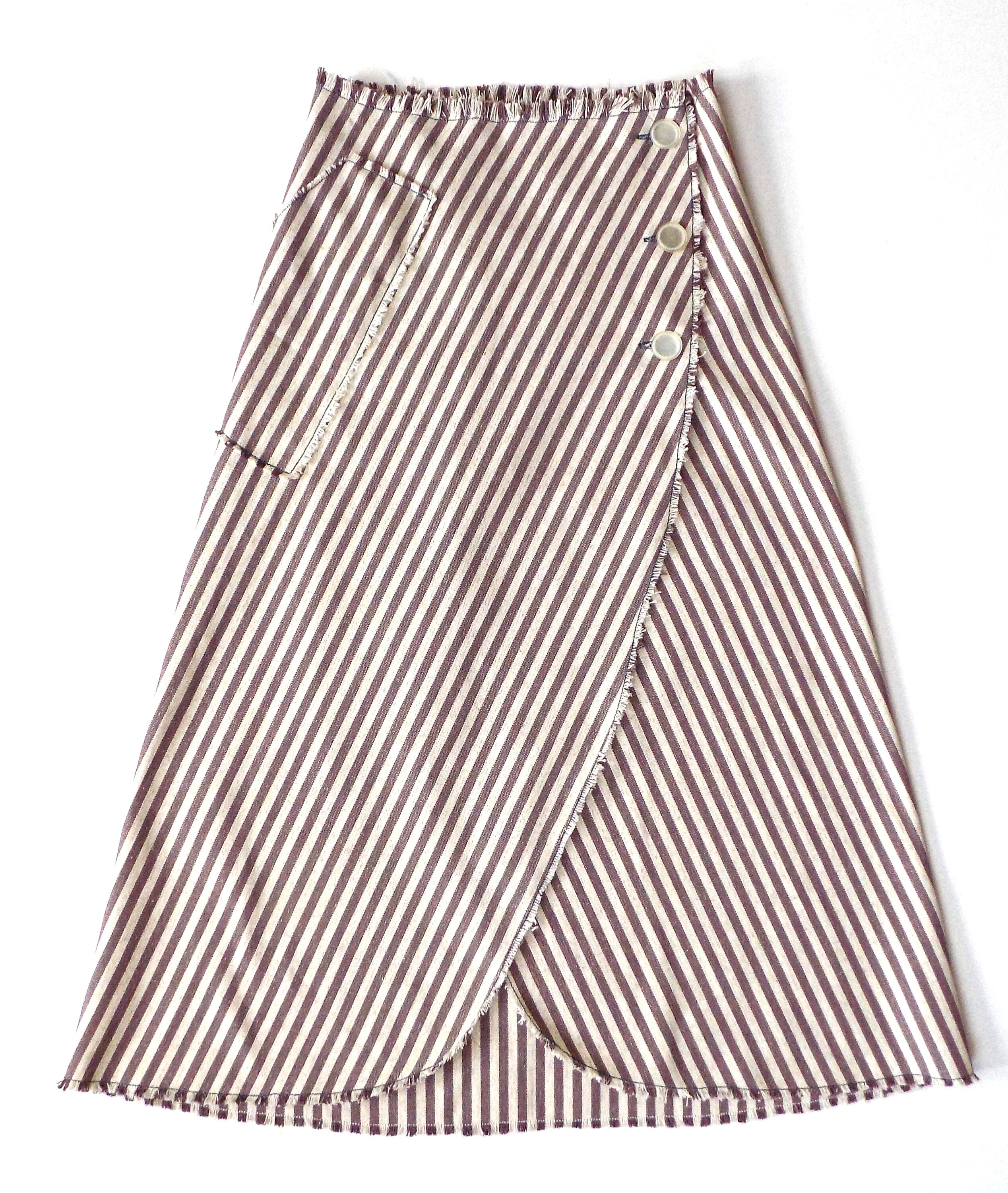 Maxi Aline Wrap Skirt in Striped Woven Cotton Etsy UK