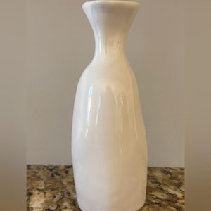 Luna Garcia White Ceramic Modernistic Vase Signed