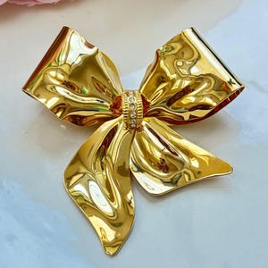 Vintage Gold and Rhinestone Bow Brooch, Gorgeous