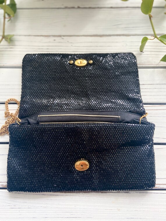 Vintage Lumured Black Shimmery Evening Bag - image 3