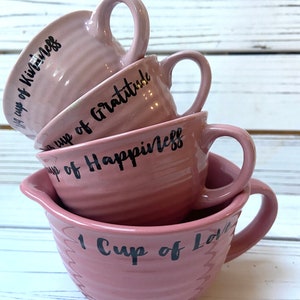 Cute Measuring Cups - Ceramic Measuring Cups for Liquid/Dry Ingredients | Bee Kitchen Décor for Home | Cooking + Baking Gadgets, Perfect First Home