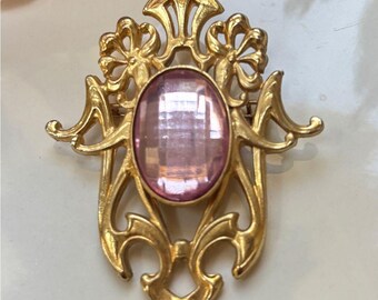 Broche Porte-chance Dorée & Chrome Années 1970/80 - Vintage - Métal