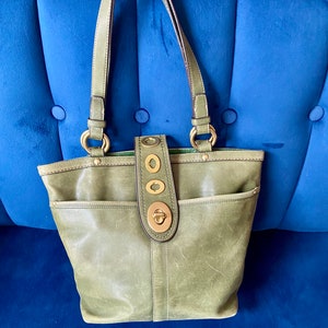 Rare Vintage Coach Lily Green Distressed Bag