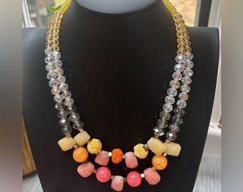 Anthropologie Jaded Tropics double strand statement necklace