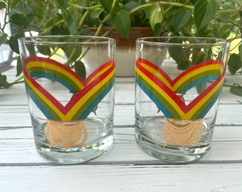 Vintage Pot of Gold Rainbow Glasses (set of 2)