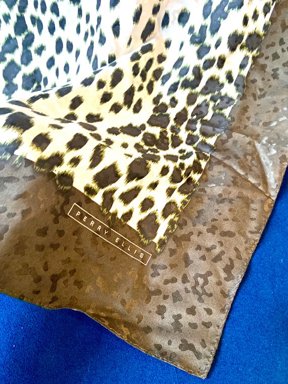 Vintage Perry Ellis Leopard Silk Scarf