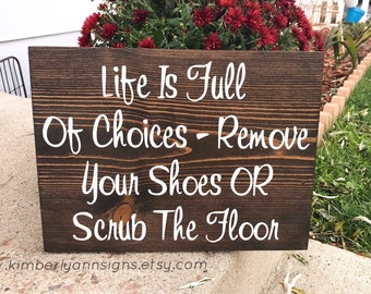 Remove Your Shoes Wood Sign: Entryway Decor (11.5x15 inches)