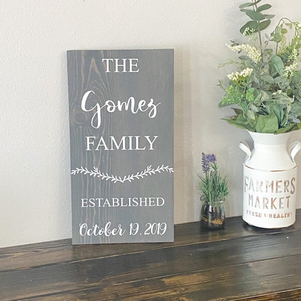 Personalized Family Established Wood Sign, Wedding Decor