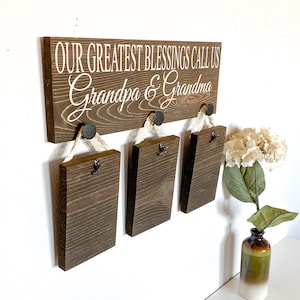 Our greatest blessings sign / 3 grand kids picture sign / Grandparent gift / Gift for Grandma and Grandpa / Custom grandparent wood sign