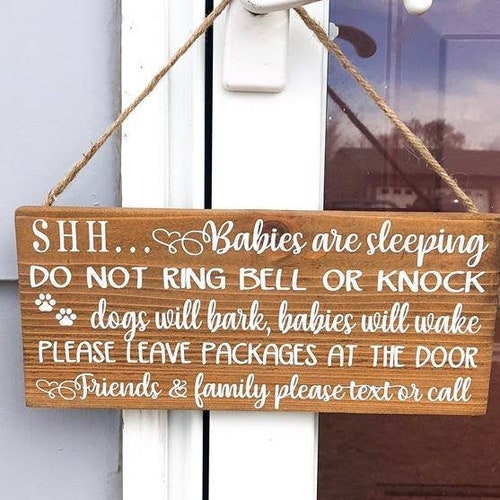 Shhh Baby Sleeping Barking Dogs Door Sign Do Not Knock or Etsy