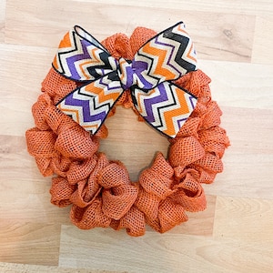 Custom orange burlap wreath / 10 inch burlap wreath / 16 inch burlap wreath / Small burlap wreath for home sign / Burlap door wreath bow