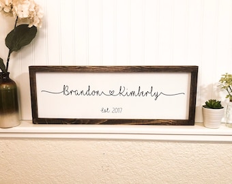Personalized Names Wooden Sign - Wedding, Anniversary Gift
