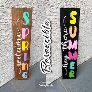 Reversible Spring/Summer Wooden Porch Sign