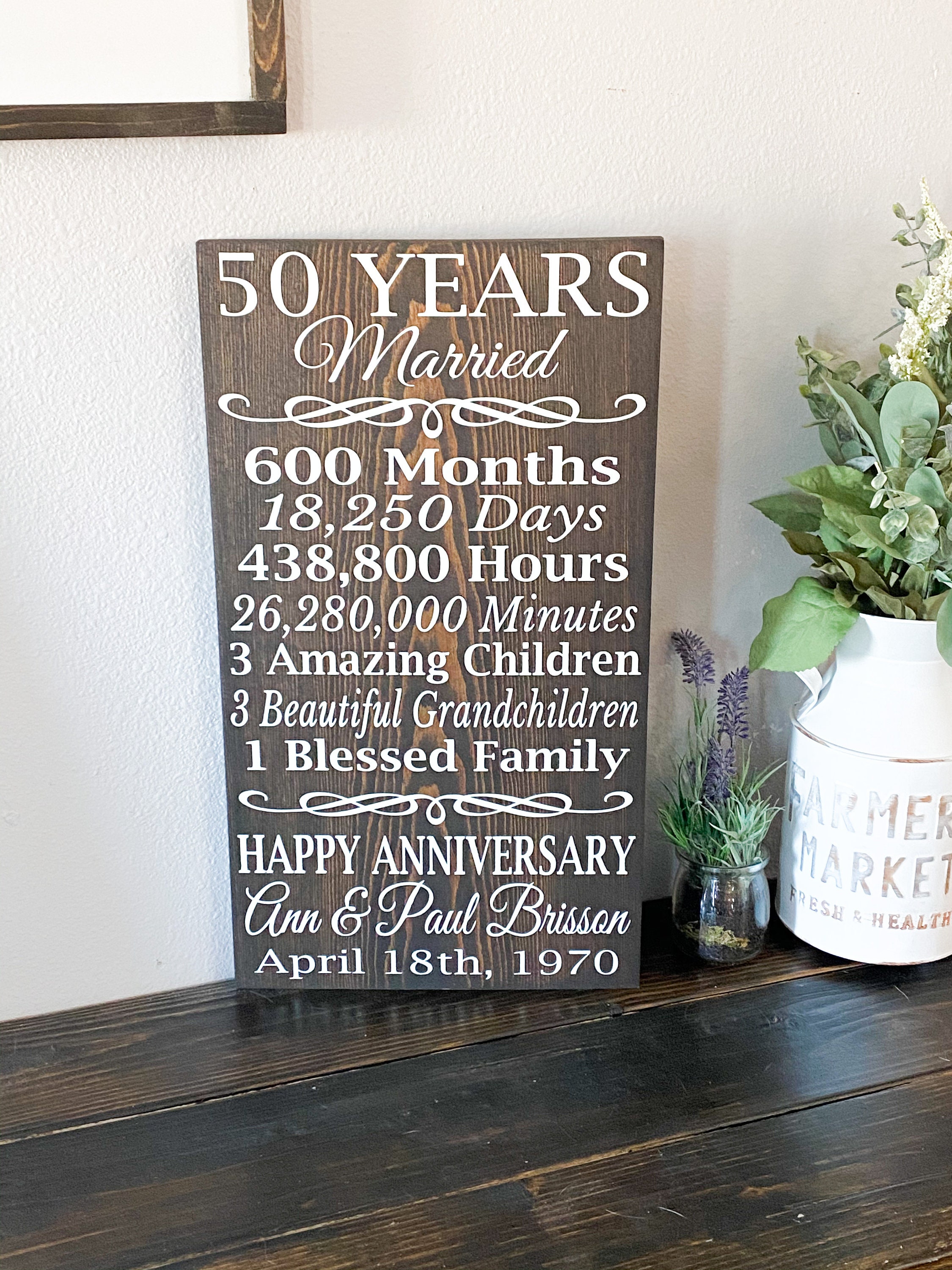 50 years married sign / Anniversary wood sign / 50th Etsy