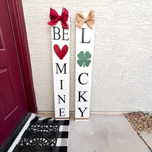Reversible Valentine’s Day, St Patrick’s Day Porch Sign | Lucky Be Mine or Lucky Love | Wood Front Door Sign | Rustic Holiday Decor image 6