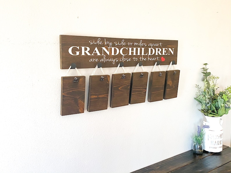 Side by side or miles apart sign Grandchildren are close to the heart sign Custom Grandparent gift Picture sign for Grandparents