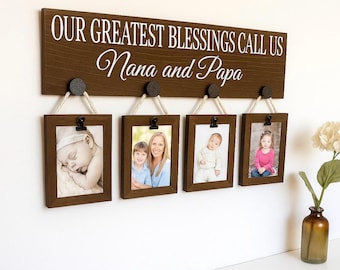 Our Greatest Blessings Call Us Personalized Picture Hanging Wall Sign - Custom Grandparent Sign with Picture Plaques - Grandma, Grandpa