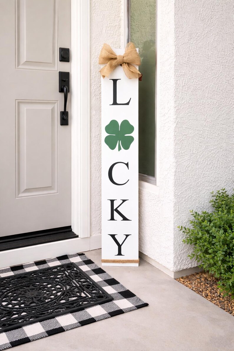 Reversible Valentine’s Day, St Patrick’s Day Porch Sign | Lucky Be Mine or Lucky Love | Wood Front Door Sign | Rustic Holiday Decor image 17