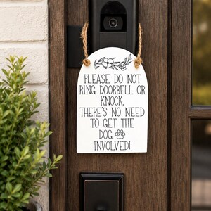 Please Do Not Ring Doorbell Sign | Do Not Knock Sign | Engraved Wooden Door Hanger | Dog Sleeping Baby Home Office