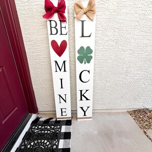 Reversible Valentine’s Day, St Patrick’s Day Porch Sign | Lucky Be Mine or Lucky Love | Wood Front Door Sign | Rustic Holiday Decor image 9