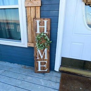Wood home sign with wreath / Front door sign / Large porch home sign / Entryway wood sign with wreath / Housewarming gift / Home decor sign