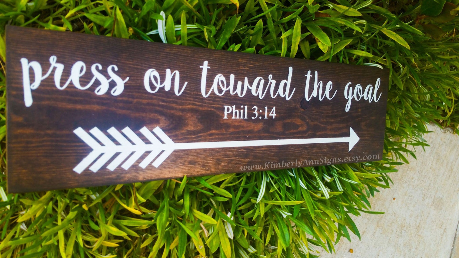 Press on Toward the Goal Bible Verse Wooden Arrow Sign Decor Etsy