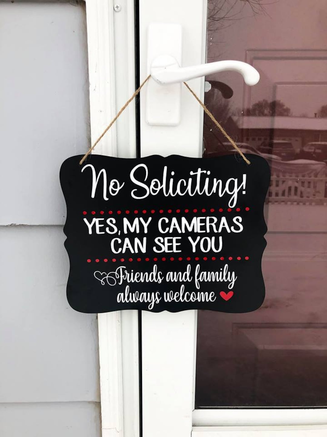 No Soliciting Door Sign: Camera Warning, Friends Welcome - Etsy