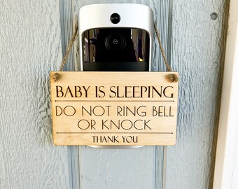 Baby is sleeping small wooden hanging sign / Front door sign / Leave packages / Do not disturb / Do not knock sign / Baby shower gift