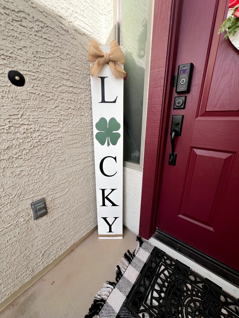 Reversible Valentine’s Day, St Patrick’s Day Porch Sign | Lucky Be Mine or Lucky Love | Wood Front Door Sign | Rustic Holiday Decor image 11